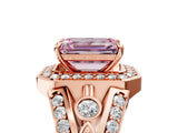 Rose gold Fancy Pink Emerald Cut Diamond Halo Ring with Split Shank and Bezel Accents and Four-Prong Setting_5