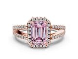 Rose gold Fancy Pink Emerald Cut Diamond Halo Split Shank Engagement Ring_39