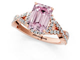 Rose gold Fancy Pink Emerald Cut Diamond  Halo Twist Band Solitaire Prong Setting Ring_37