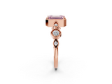 Rose gold Fancy Pink Emerald  Cut Diamond Milgrain Marquise Band with Prong Setting_5