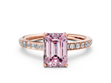 Rose gold Fancy Pink Emerald  Cut Diamond Pavé Band Ring with Four-Prong Setting_24