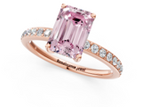 Rose gold Fancy Pink Emerald  Cut Diamond Pavé Band Ring with Four-Prong Setting_25