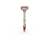 Rose gold Fancy Pink Emerald  Cut Diamond Pavé Band Ring with Four-Prong Setting_26