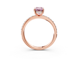 Rose gold Fancy Pink Emerald  Cut Diamond Pavé Band Ring with Four-Prong Setting_27