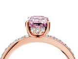 Rose gold Fancy Pink Emerald  Cut Diamond Pavé Band Ring with Four-Prong Setting_28