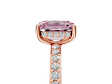 Rose gold Fancy Pink Emerald  Cut Diamond Pavé Band Ring with Four-Prong Setting_29
