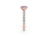Rose gold Fancy Pink Emerald Cut Diamond Pavé Band Solitaire Ring with Prong Setting_64