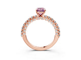 Rose gold Fancy Pink Emerald Cut Diamond Pavé Band Solitaire Ring with Prong Setting_65