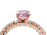 Rose gold Fancy Pink Emerald Cut Diamond Pavé Band Solitaire Ring with Prong Setting_66