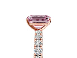 Rose gold Fancy Pink Emerald Cut Diamond Pavé Band Solitaire Ring with Prong Setting_67