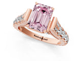 Rose gold Fancy Pink Emerald  Cut Diamond Pavé Band Solitaire with Four-Prong Setting_16