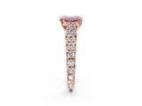 Rose gold Fancy Pink Emerald  Cut Diamond Pavé Band Solitaire with Four-Prong Setting_17