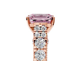 Rose gold Fancy Pink Emerald  Cut Diamond Pavé Band Solitaire with Four-Prong Setting_20