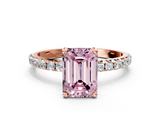 Rose gold Fancy Pink Emerald  Cut Diamond Pavé Band Solitaire with Four-Prong Setting_3