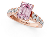 Rose gold Fancy Pink Emerald  Cut Diamond Pavé Band Solitaire with Four-Prong Setting_4