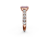 Rose gold Fancy Pink Emerald  Cut Diamond Pavé Band Solitaire with Four-Prong Setting_5