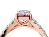 Rose gold Fancy Pink Emerald  Cut Diamond Pavé Band Solitaire with Four-Prong Setting_7