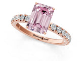 Rose gold Fancy Pink Emerald Cut Diamond Pavé Solitaire Engagement Ring with Four-Prong Setting_87