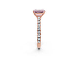 Rose gold Fancy Pink Emerald Cut Diamond Pavé Solitaire Engagement Ring with Four-Prong Setting_88