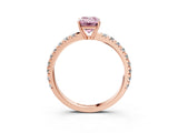 Rose gold Fancy Pink Emerald Cut Diamond Pavé Solitaire Engagement Ring with Four-Prong Setting_89