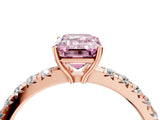 Rose gold Fancy Pink Emerald Cut Diamond Pavé Solitaire Engagement Ring with Four-Prong Setting_90