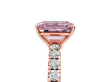 Rose gold Fancy Pink Emerald Cut Diamond Pavé Solitaire Engagement Ring with Four-Prong Setting_91