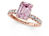 Rose gold Fancy Pink Emerald Cut Diamond Pavé Solitaire Ring with Round Band and Prong Setting_13