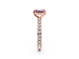 Rose gold Fancy Pink Emerald Cut Diamond Pavé Solitaire Ring with Round Band and Prong Setting_14