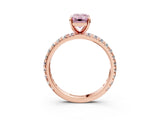 Rose gold Fancy Pink Emerald Cut Diamond Pavé Solitaire Ring with Round Band and Prong Setting_15
