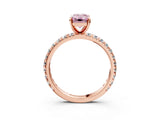 Rose gold Fancy Pink Emerald Cut Diamond Pavé Solitaire Ring with Round Band and Prong Setting_27
