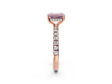 Rose gold Fancy Pink Emerald Cut Diamond Pave Band Solitaire Ring with Four-Prong Setting_59
