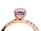 Rose gold Fancy Pink Emerald Cut Diamond Pave Band Solitaire Ring with Four-Prong Setting_61