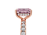 Rose gold Fancy Pink Emerald Cut Diamond Pave Band Solitaire Ring with Four-Prong Setting_62