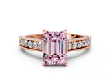 Rose gold Fancy Pink Emerald  Cut Diamond Pave Band with Four-Prong Setting_20