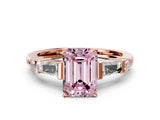 Rose gold Fancy Pink Emerald  Cut Diamond Ring with Baguette Side Stones, Channel Set Band, and Four-Prong Setting_24