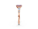 Rose gold Fancy Pink Emerald  Cut Diamond Ring with Baguette Side Stones, Channel Set Band, and Four-Prong Setting_26