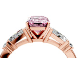 Rose gold Fancy Pink Emerald  Cut Diamond Ring with Baguette Side Stones, Channel Set Band, and Four-Prong Setting_28