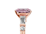Rose gold Fancy Pink Emerald  Cut Diamond Ring with Baguette Side Stones, Channel Set Band, and Four-Prong Setting_29
