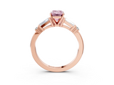 Rose gold Fancy Pink Emerald  Cut Diamond Ring with Baguette Side Stones, Channel Set Band, and Four-Prong Setting_6