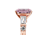 Rose gold Fancy Pink Emerald  Cut Diamond Ring with Baguette Side Stones, Channel Set Band, and Four-Prong Setting_8