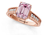 Rose gold Fancy Pink Emerald Cut Diamond Ring with Milgrain Pavé Band and Four-Prong Setting_21