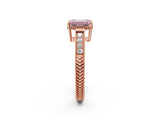 Rose gold Fancy Pink Emerald Cut Diamond Ring with Milgrain Pavé Band and Four-Prong Setting_22