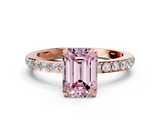 Rose gold Fancy Pink Emerald  Cut Diamond Ring with Pavé Band and Four-Prong Setting_55