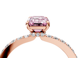 Rose gold Fancy Pink Emerald  Cut Diamond Ring with Pavé Band and Four-Prong Setting_59