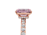 Rose gold Fancy Pink Emerald  Cut Diamond Ring with Pavé Band and Four-Prong Setting_60