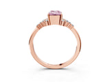 Rose gold Fancy Pink Emerald Cut Diamond Ring with Side Stones and Four-Prong Setting_101