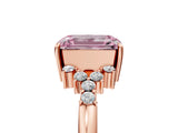 Rose gold Fancy Pink Emerald Cut Diamond Ring with Side Stones and Four-Prong Setting_103