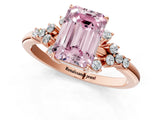 Rose gold Fancy Pink Emerald Cut Diamond Ring with Side Stones and Four-Prong Setting_99