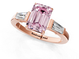 Rose gold Fancy Pink Emerald  Cut Diamond Ring with Tapered Baguette Side Stones in Four-Prong Setting_4