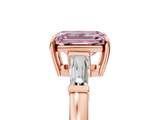 Rose gold Fancy Pink Emerald  Cut Diamond Ring with Tapered Baguette Side Stones in Four-Prong Setting_8